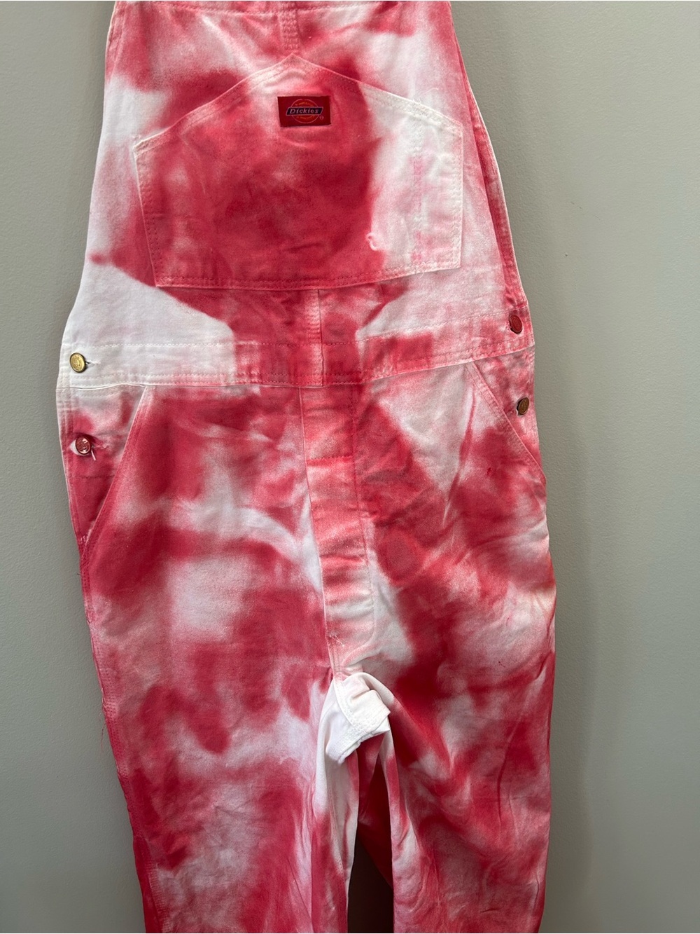 Dickies X Urban Behaviour Hand Dyed Custom Tie Dye Bib Utility Pink Overalls - Picture 7 of 9